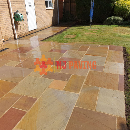 Camel Dust Natural Sandstone Paving Slabs -  Mix Size - Riven Patio Pack